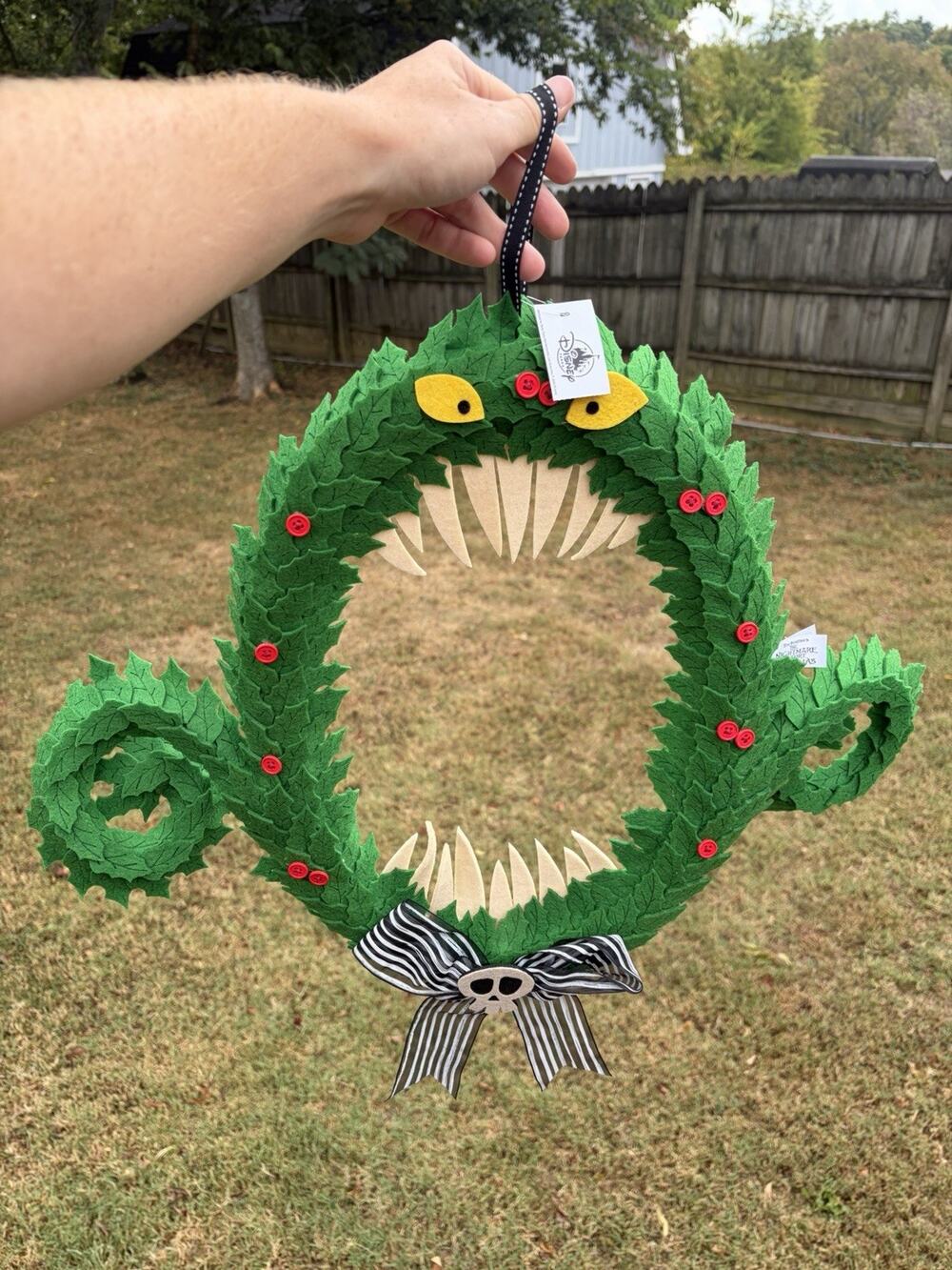 Disney Parks Nightmare Before Christmas Monster Wreath Tim Burton Felt NWT Rare